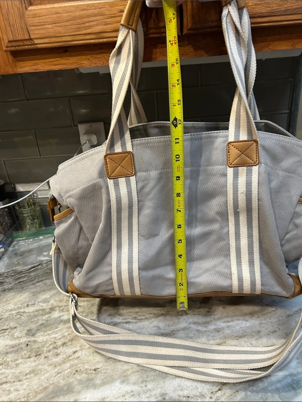 Pottery Barn Diaper Bag Grey S Monogram Kids Baby Duffle Tote Leather Classic.